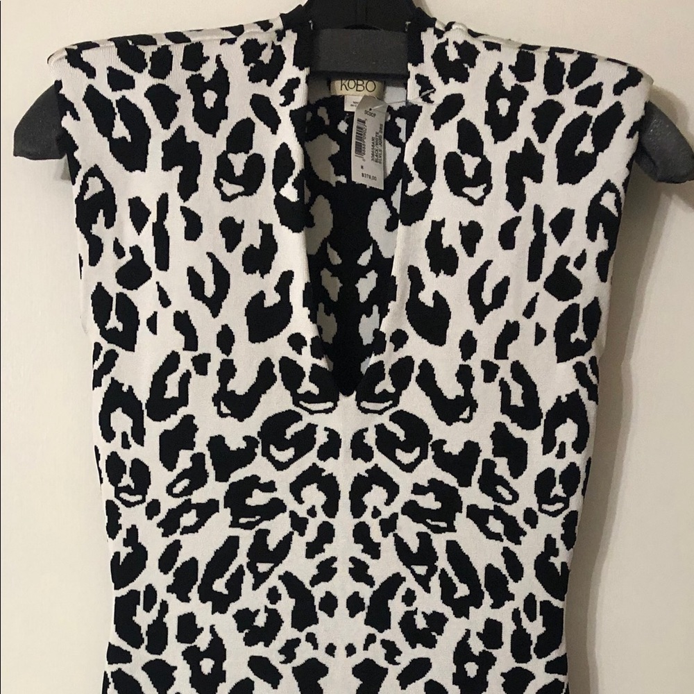 Torn by Ronny Kobo Black & White Leopard Minidress